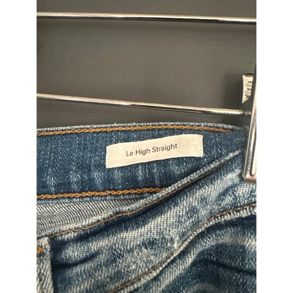 FRAME Le High Straight Raw Hem Jeans in Merriview Blue Size 29 - Picture 6 of 9